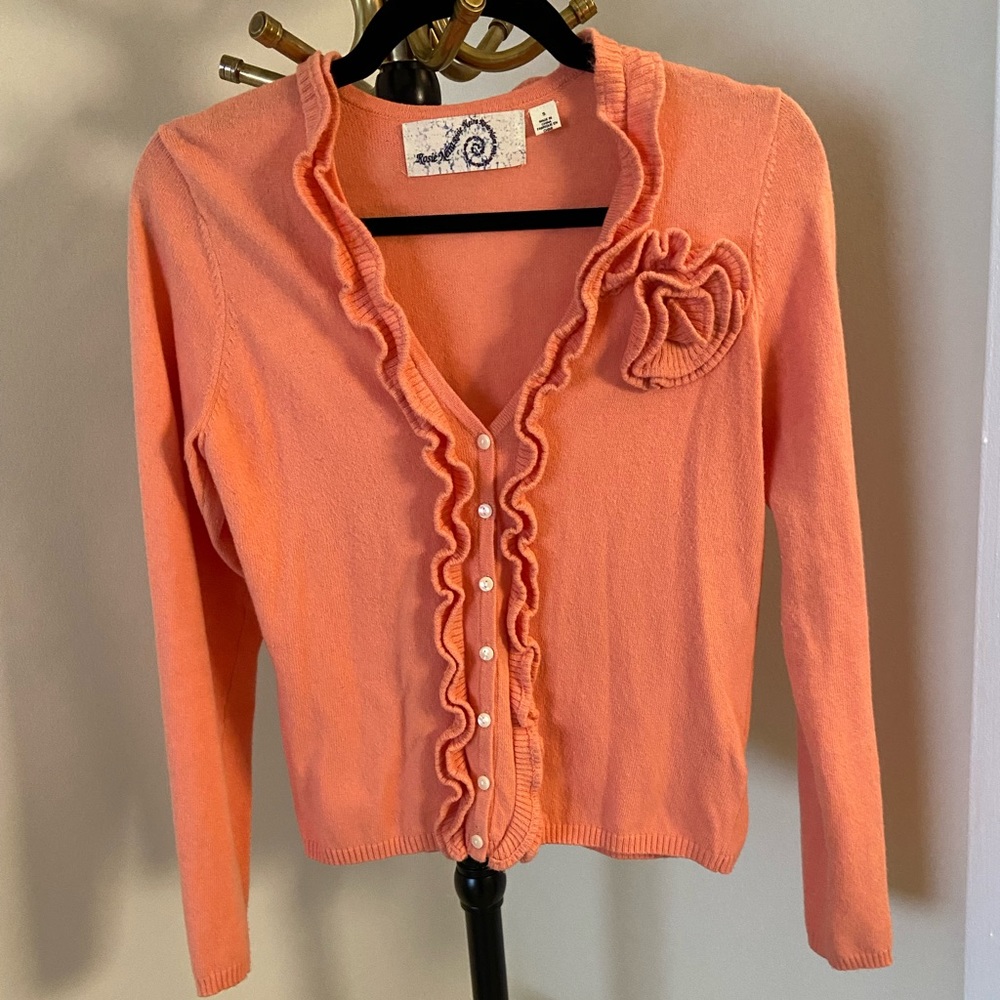 Anthropologie Rosie Neira Ruffled Flower Cardigan: Small